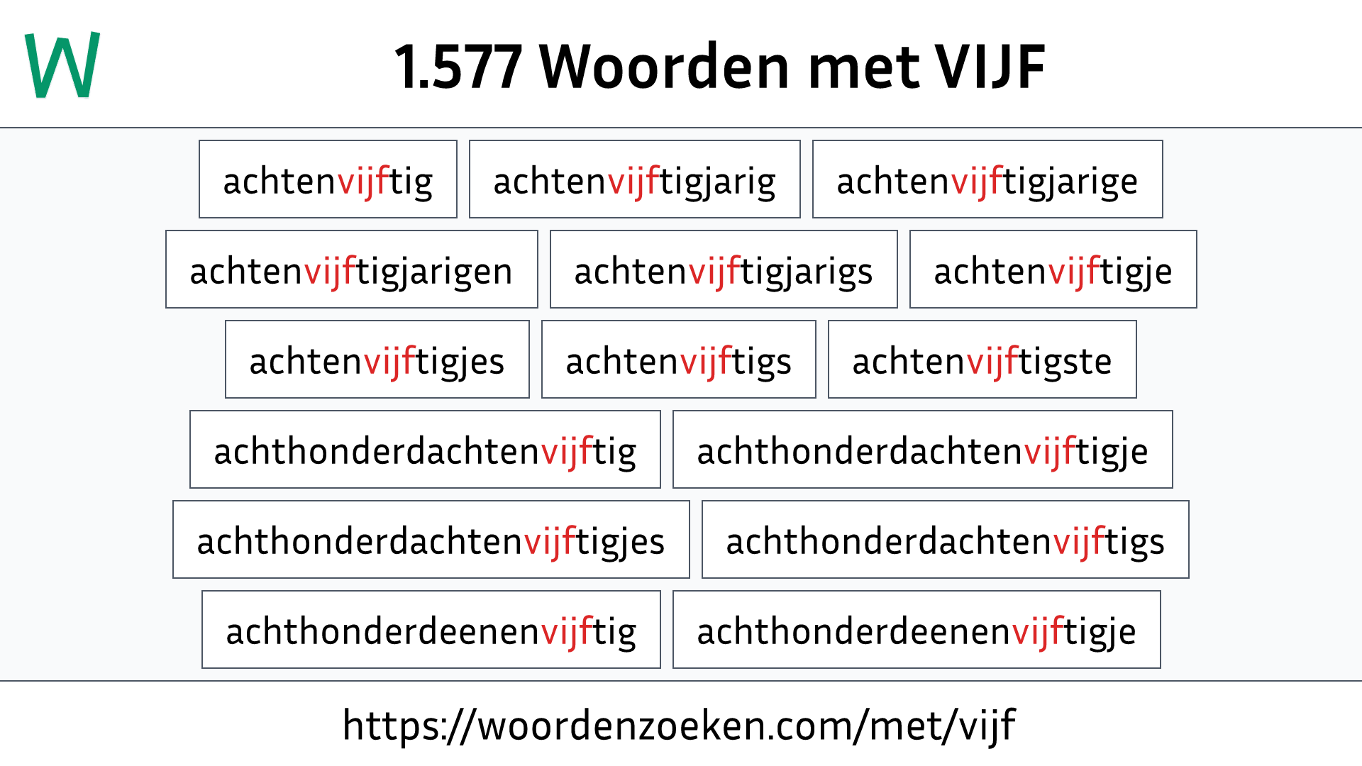 Woorden met VIJF