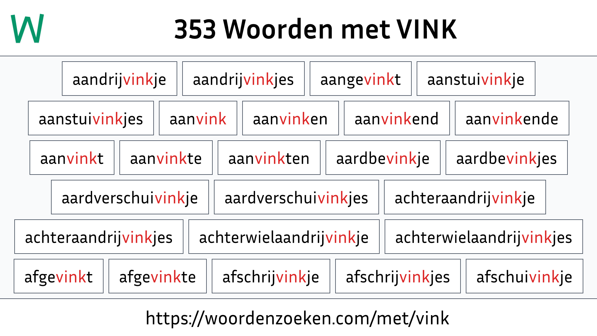 Woorden met VINK