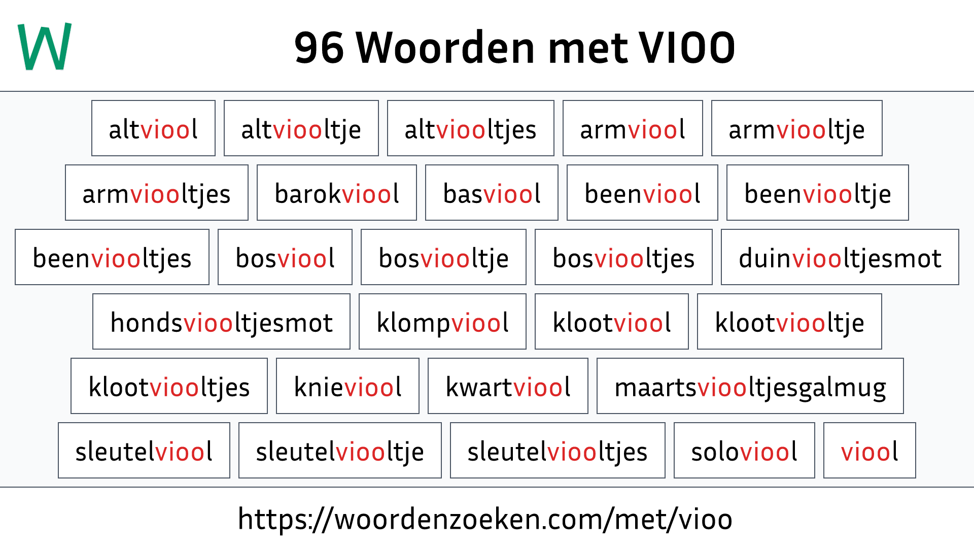 Woorden met VIOO