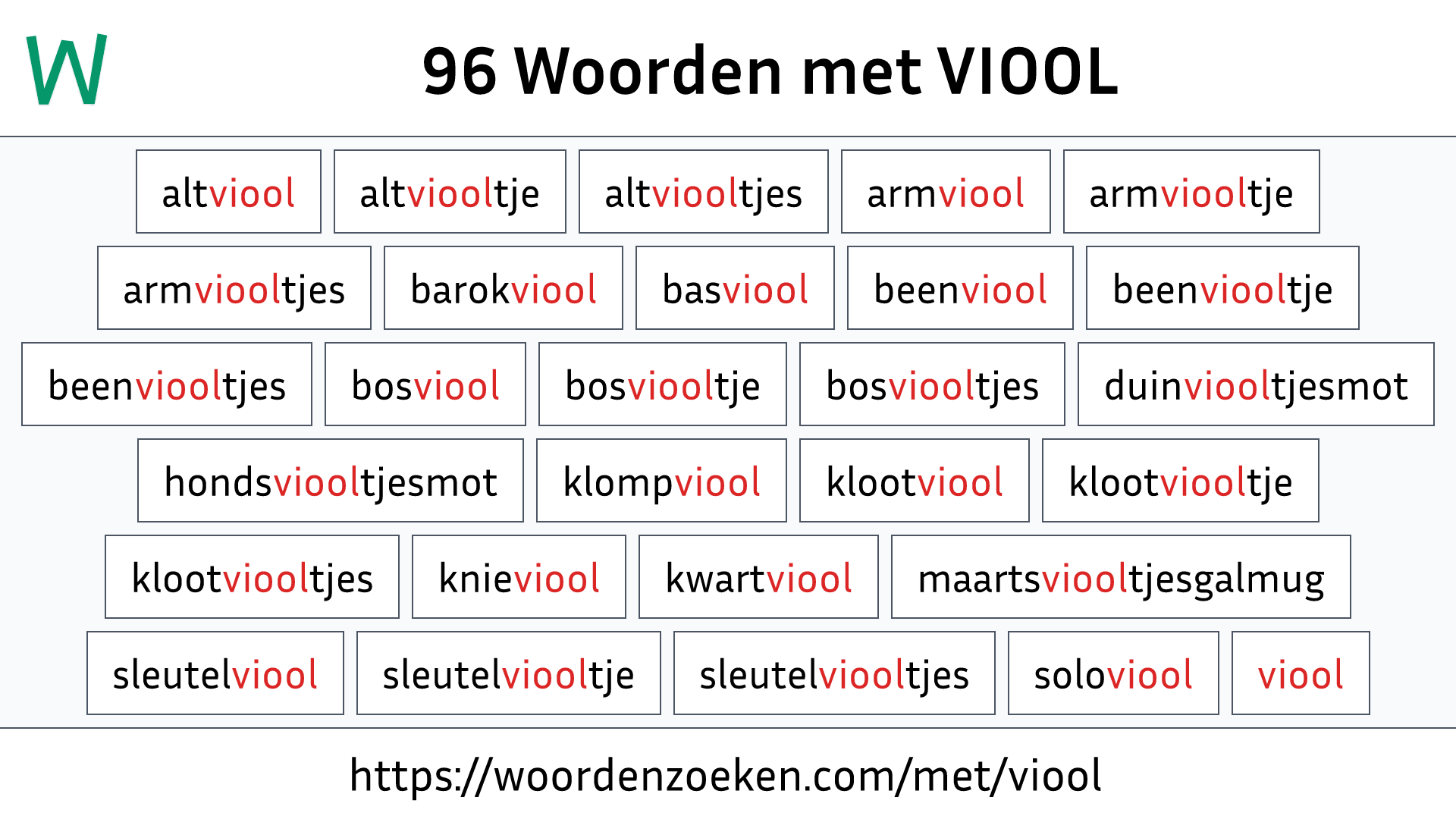 Woorden met VIOOL