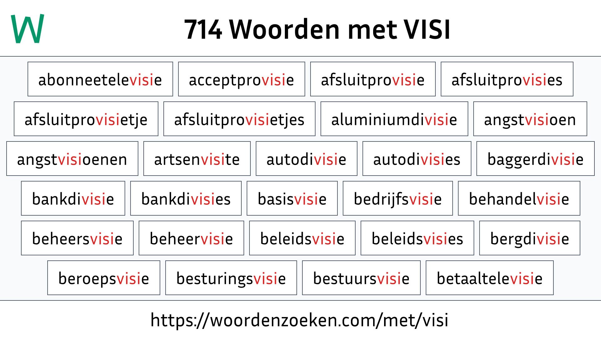 Woorden met VISI