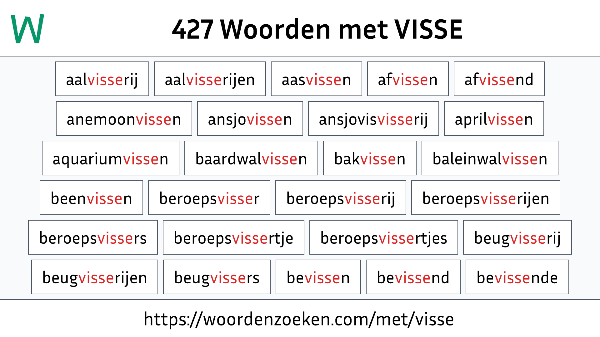 Woorden met VISSE