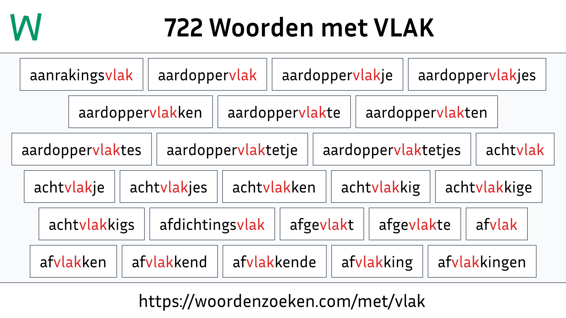 Woorden met VLAK