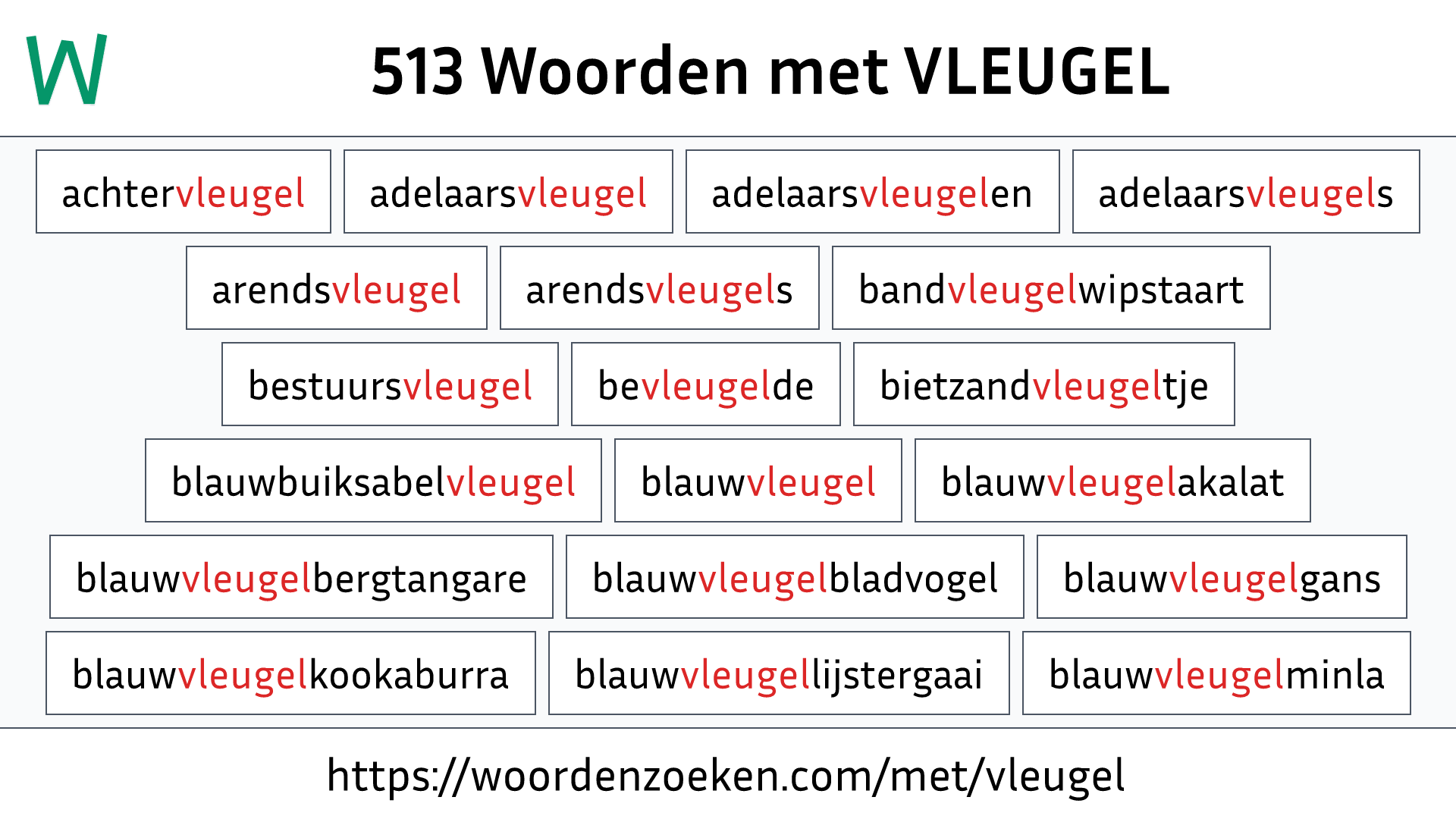 Woorden met VLEUGEL