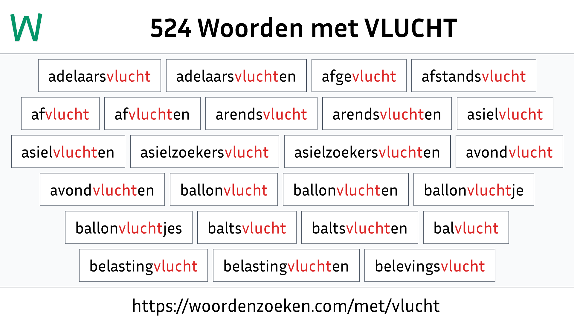 Woorden met VLUCHT