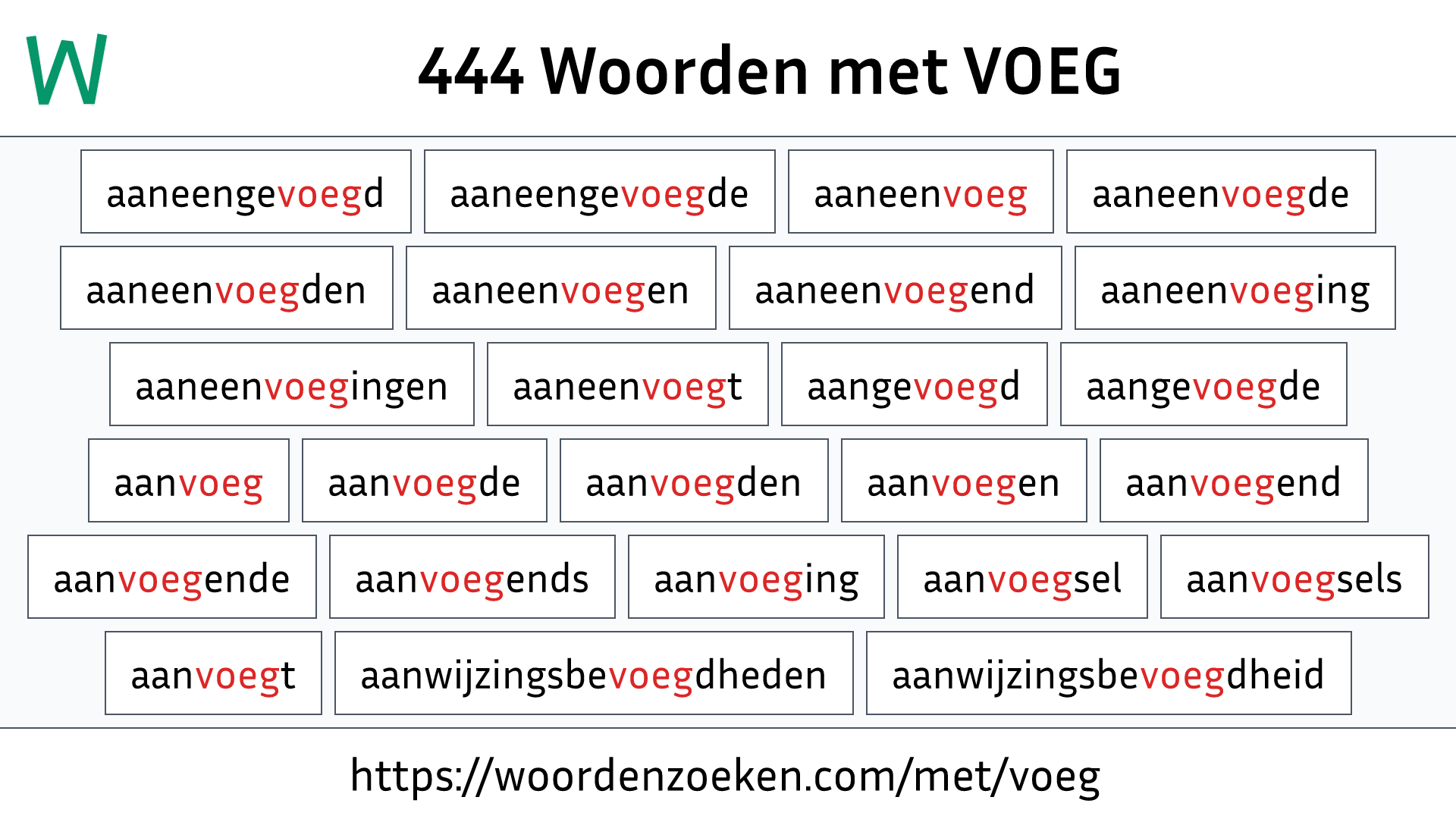 Woorden met VOEG