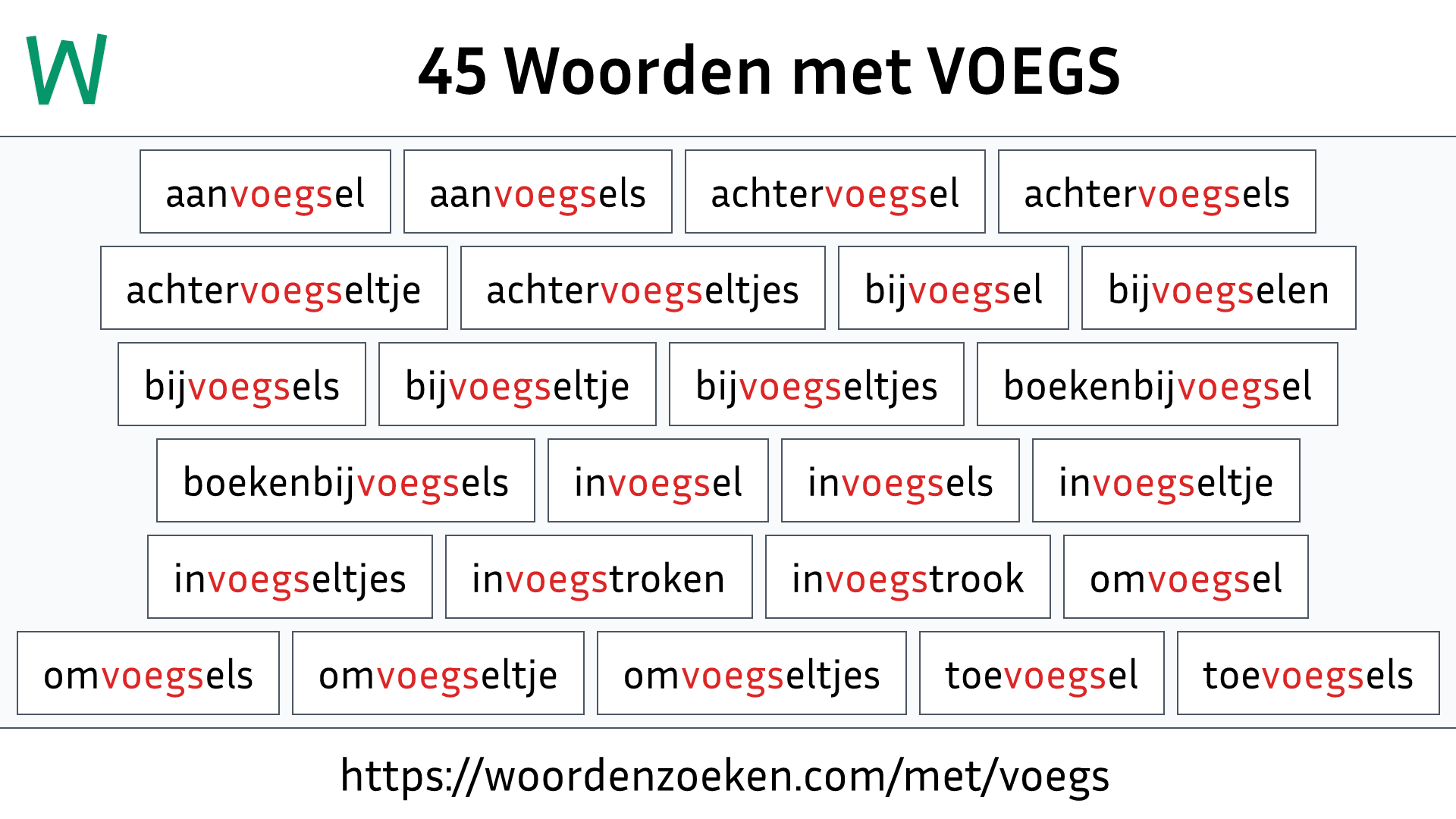 Woorden met VOEGS