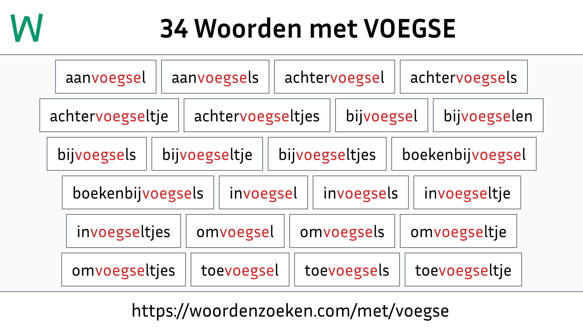 Woorden met VOEGSE