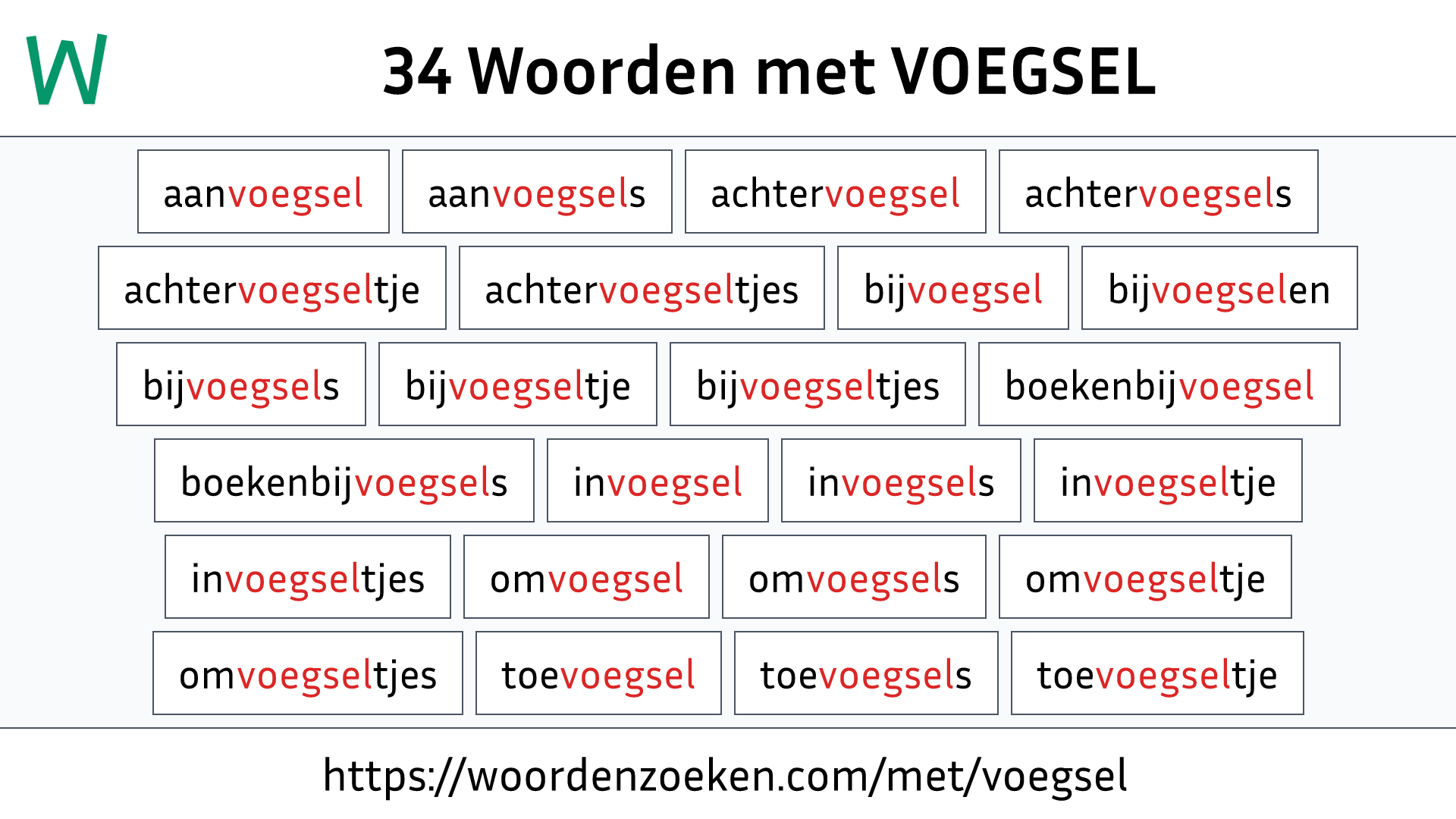 Woorden met VOEGSEL