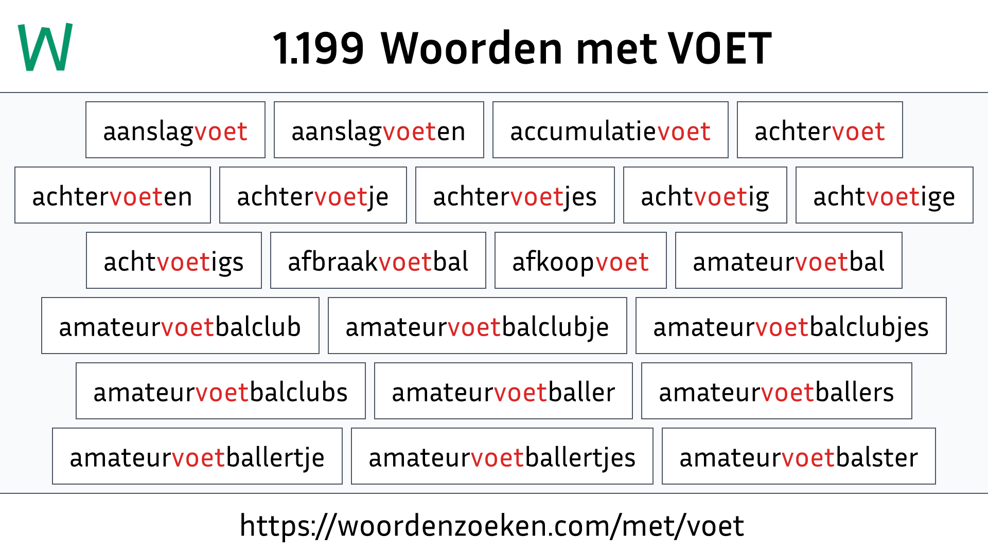 Woorden met VOET