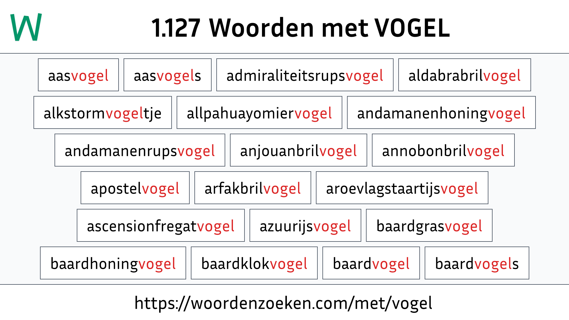 Woorden met VOGEL