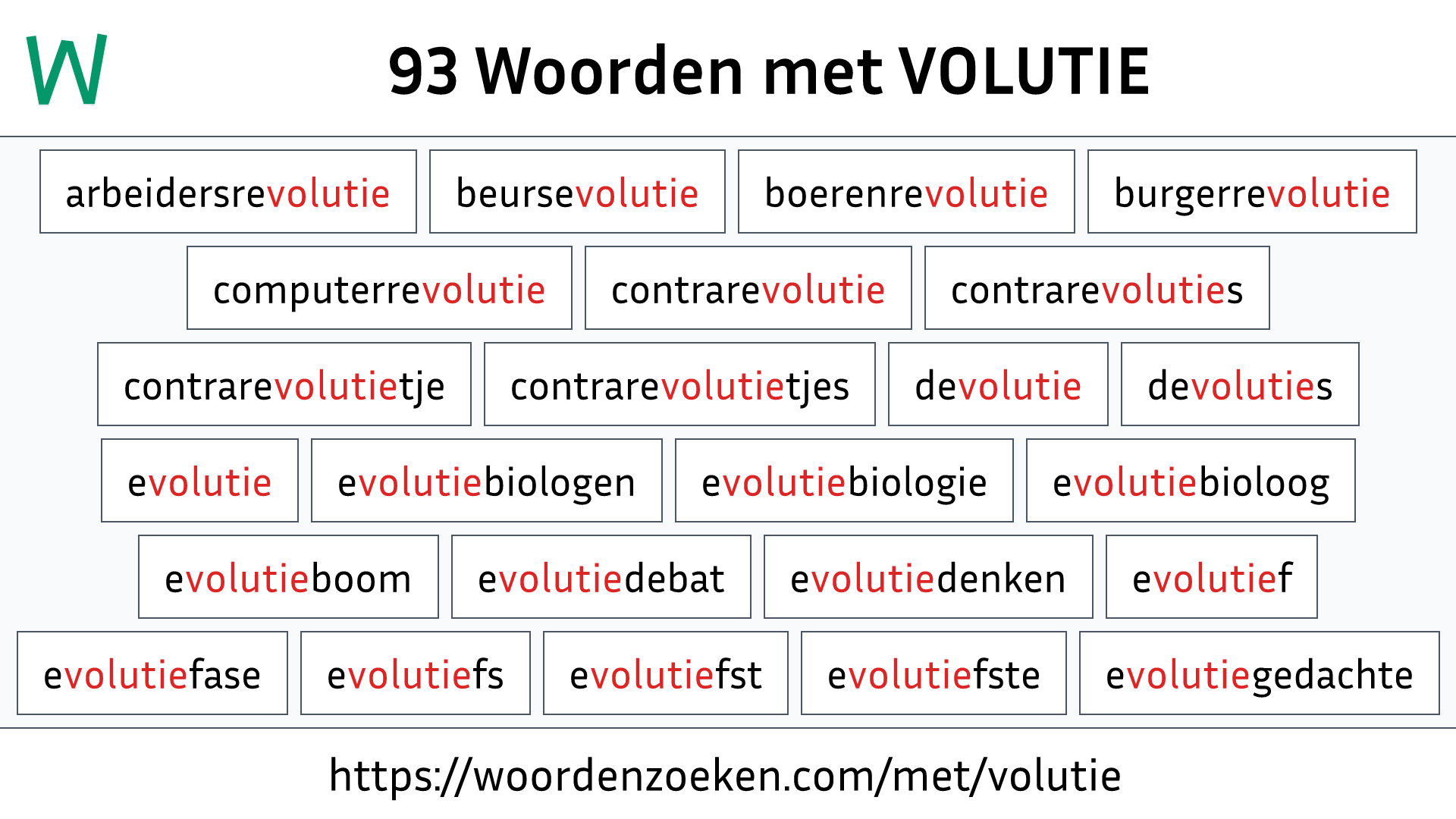 Woorden met VOLUTIE