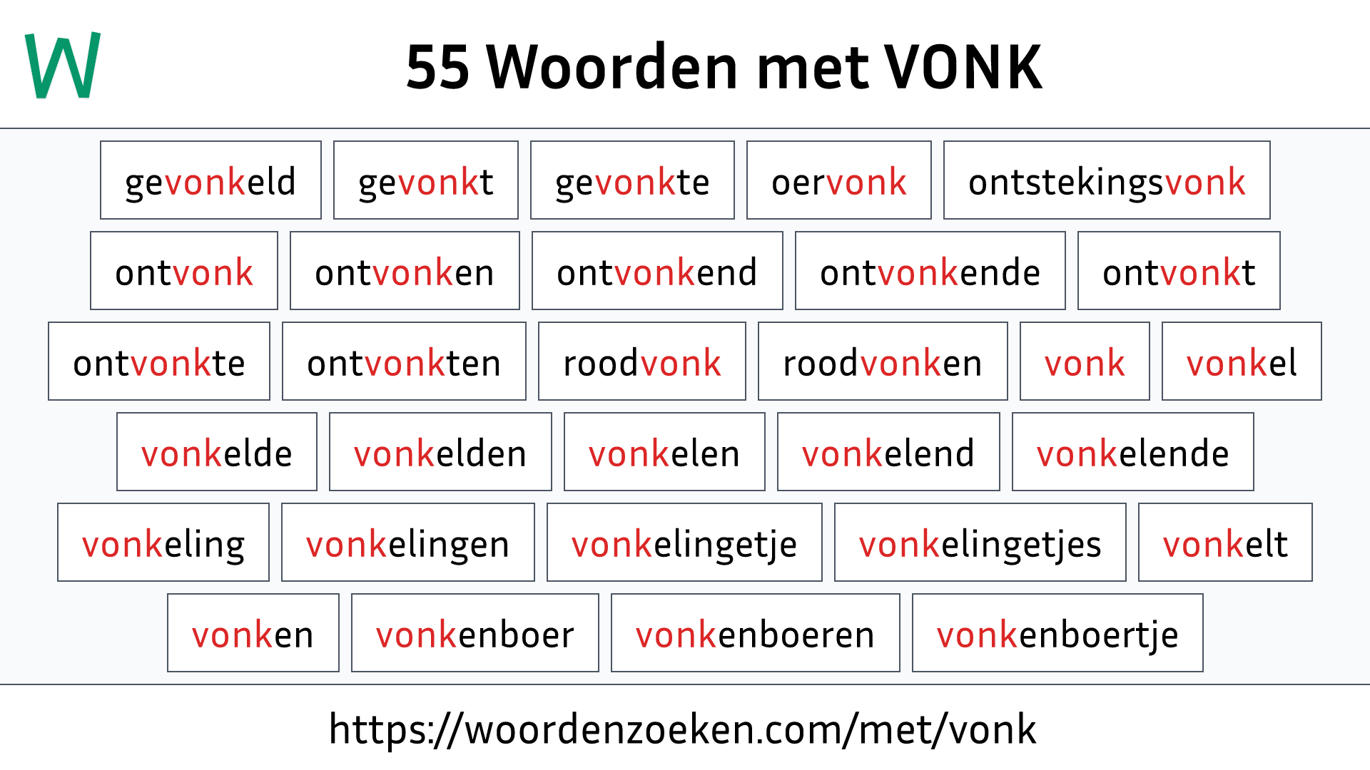 Woorden met VONK