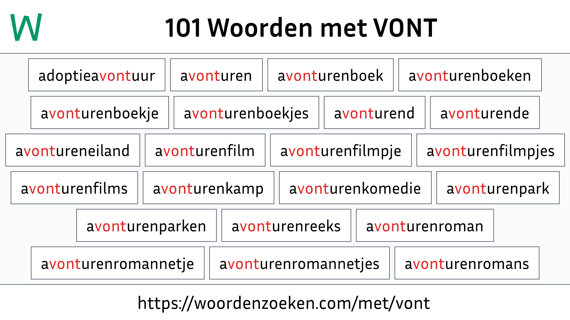 Woorden met VONT