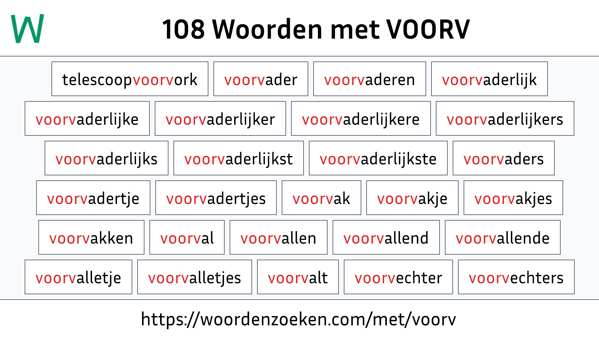 Woorden met VOORV