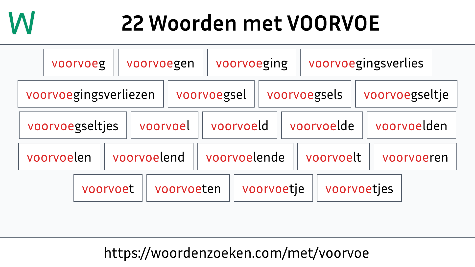 Woorden met VOORVOE