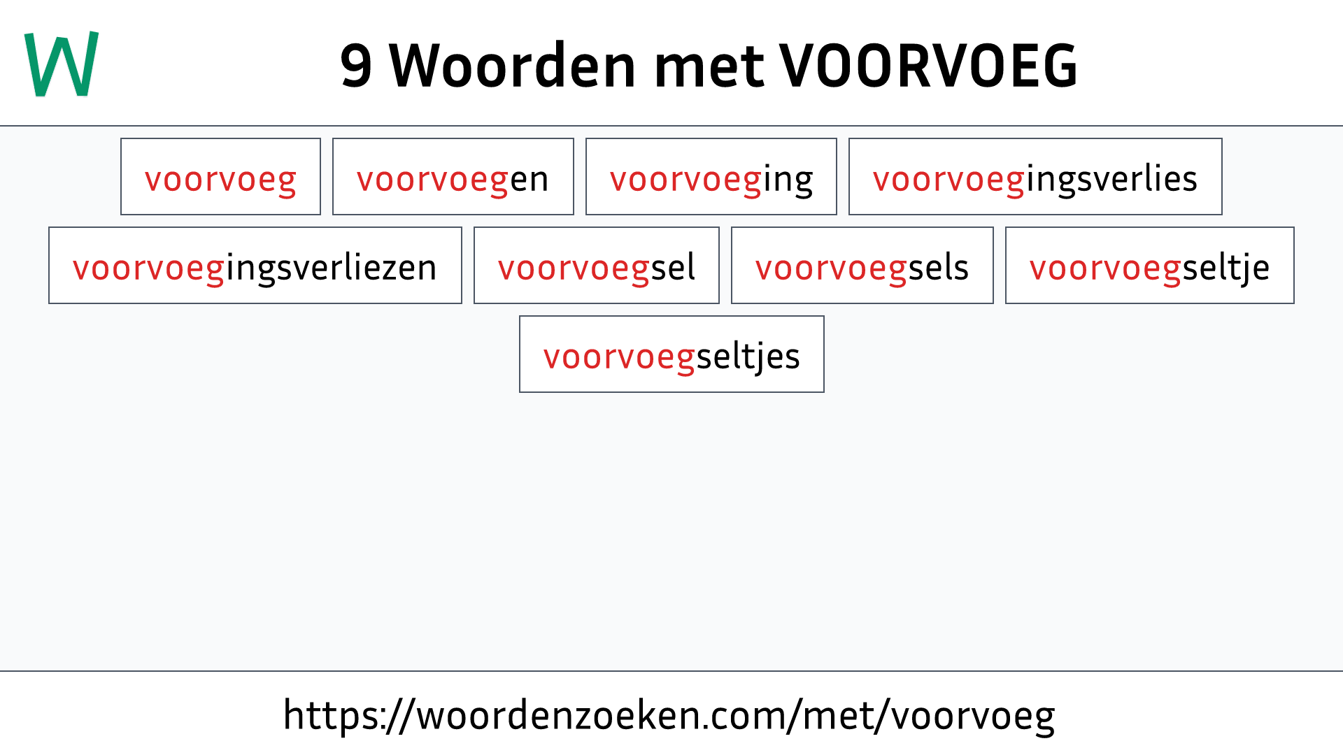 Woorden met VOORVOEG