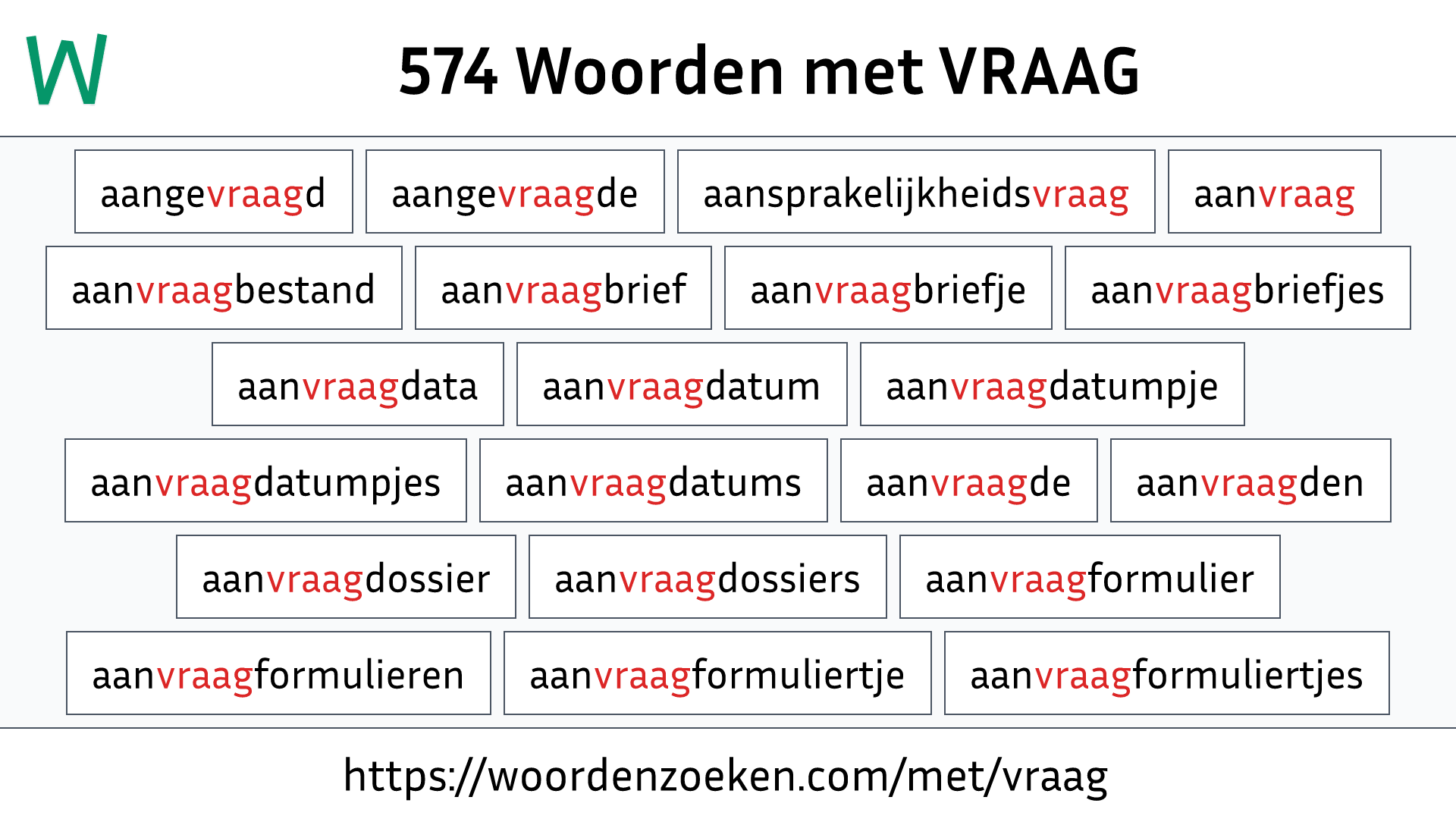 Woorden met VRAAG