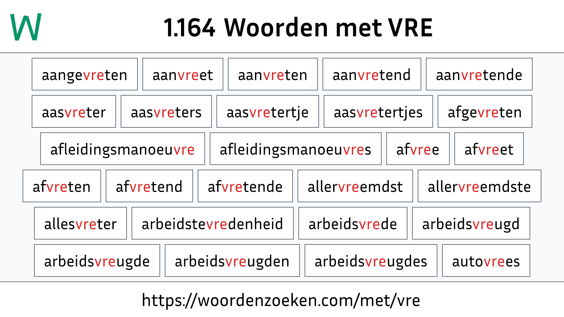 Woorden met VRE