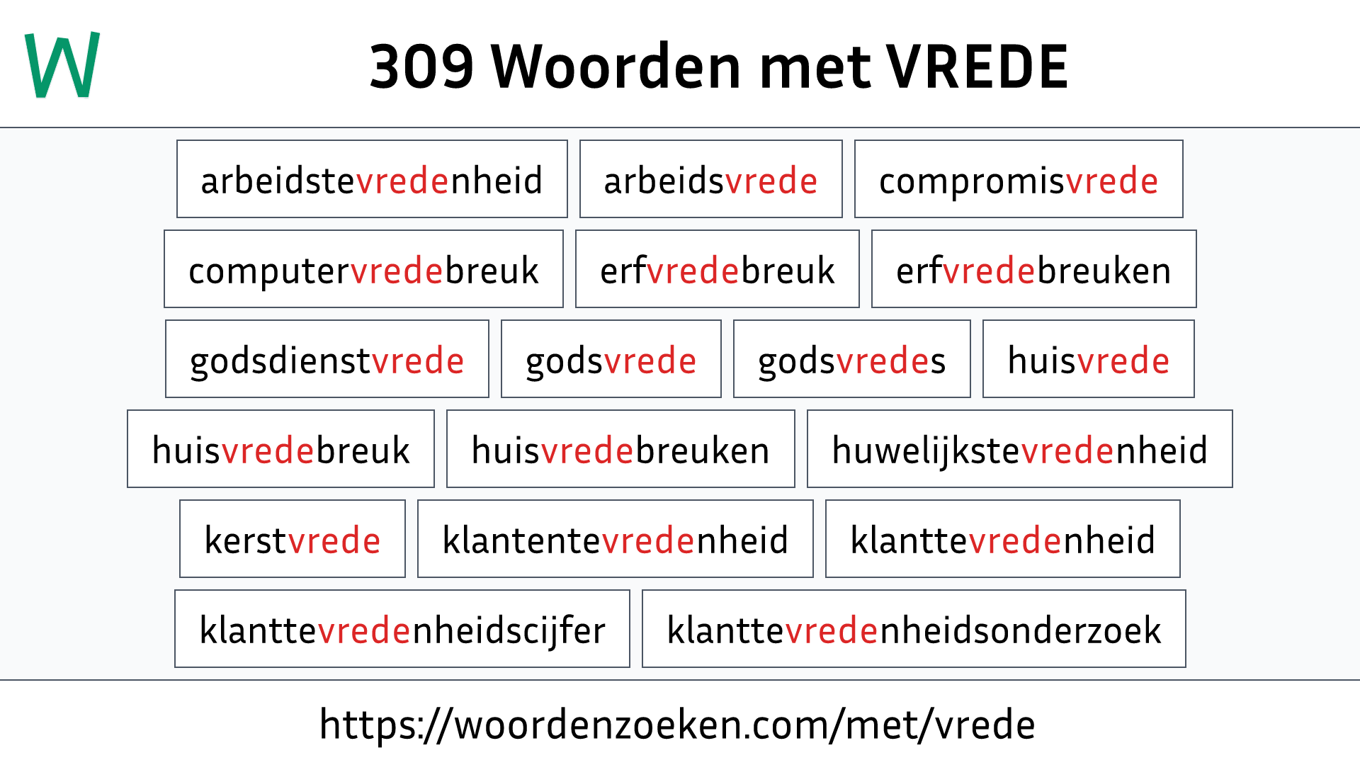 Woorden met VREDE