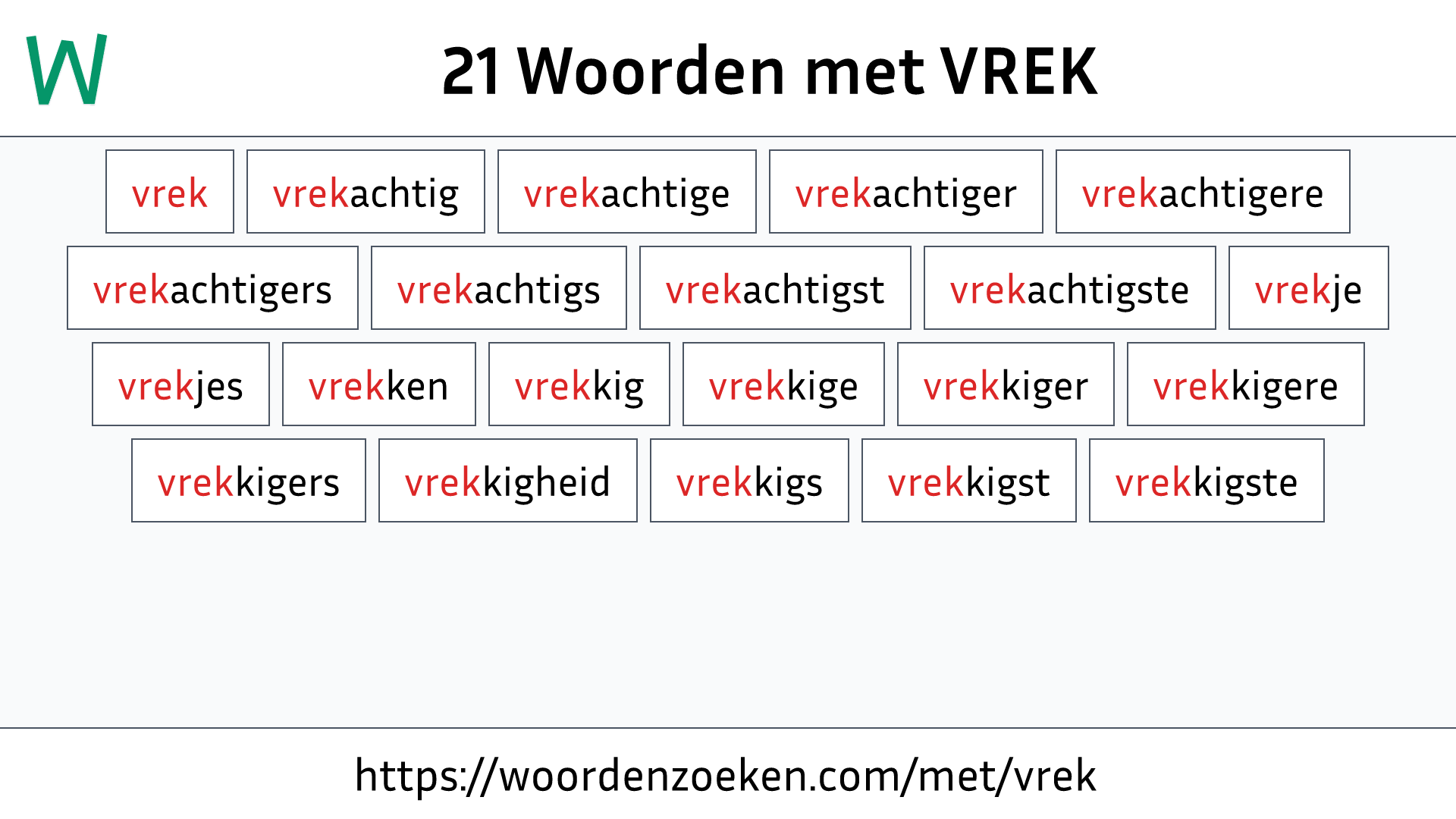 Woorden met VREK