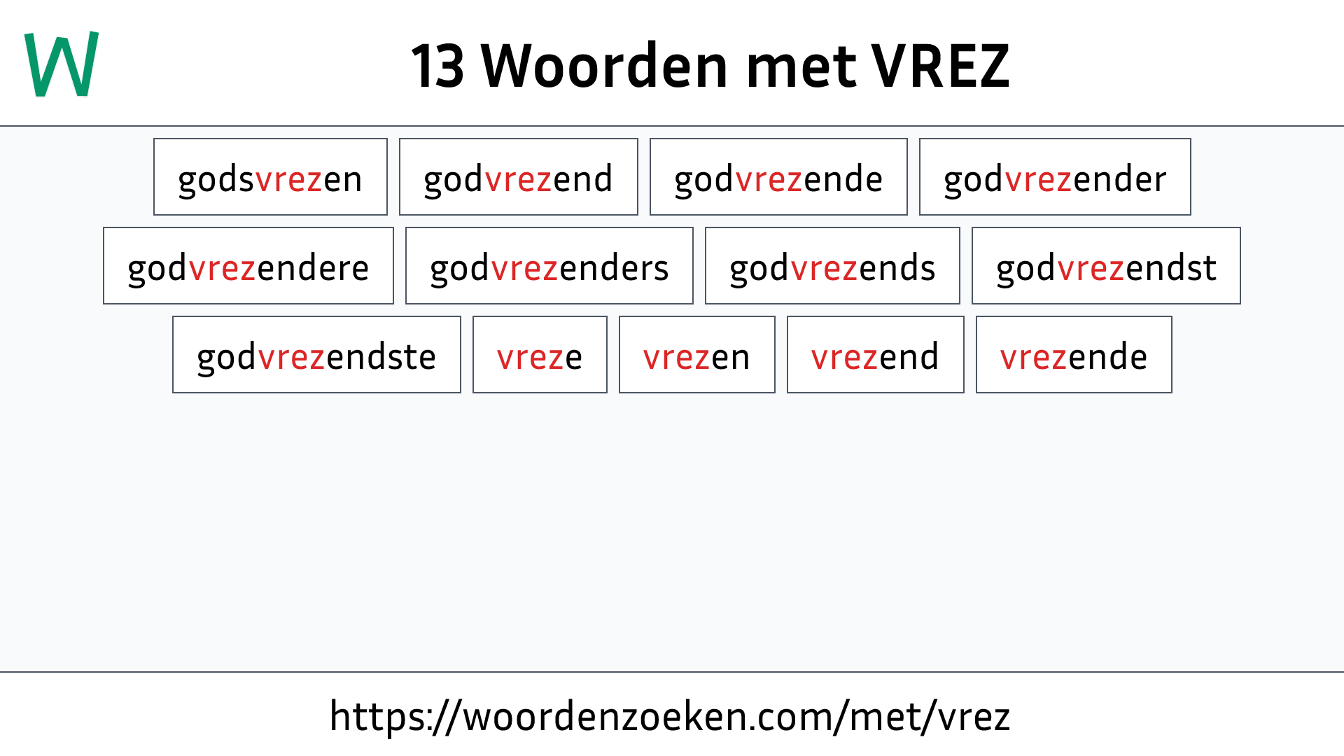 Woorden met VREZ