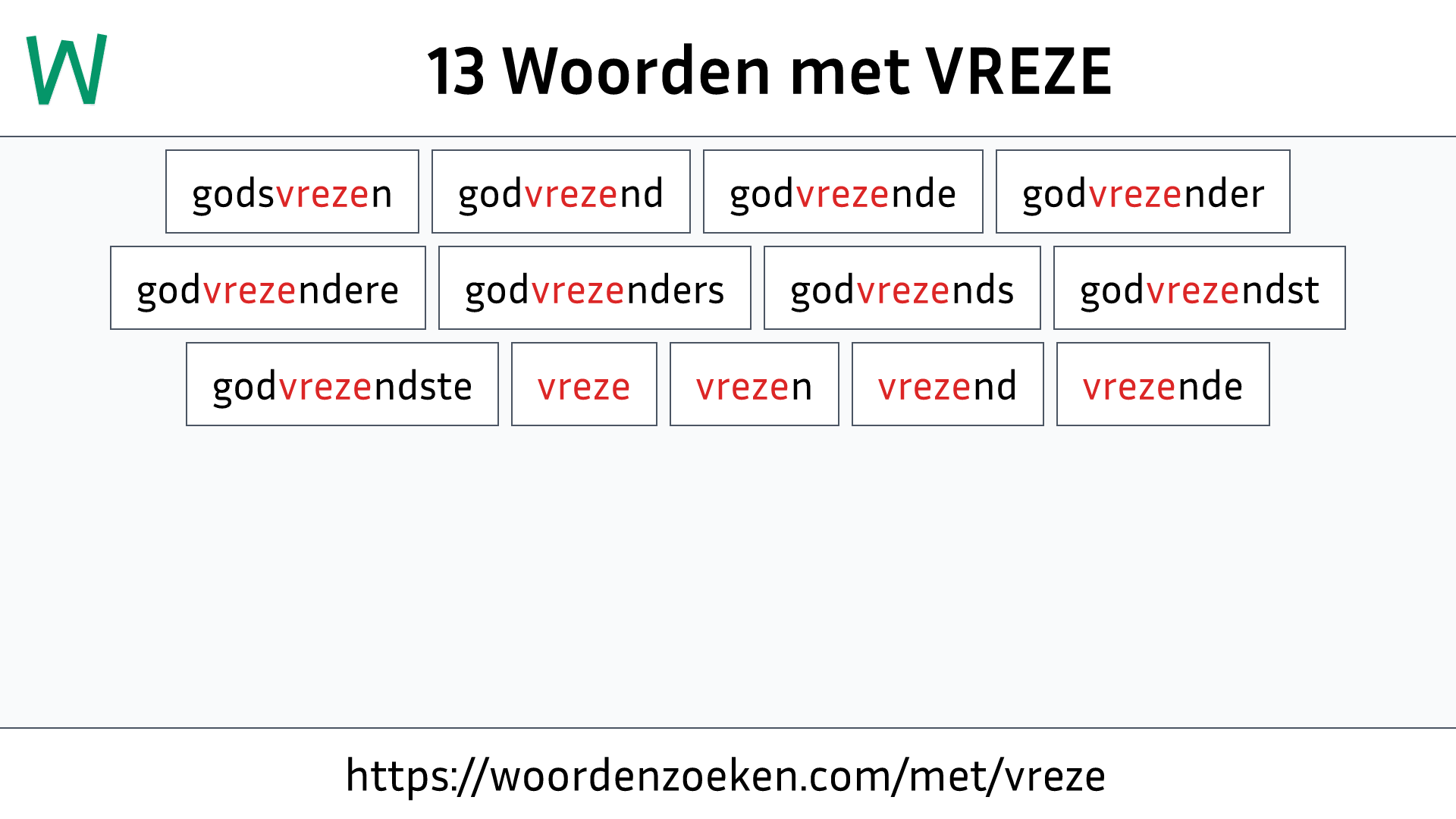 Woorden met VREZE