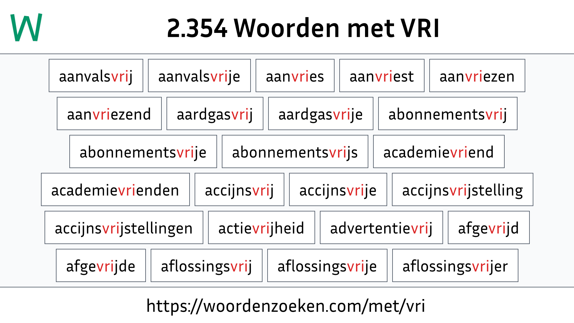 Woorden met VRI