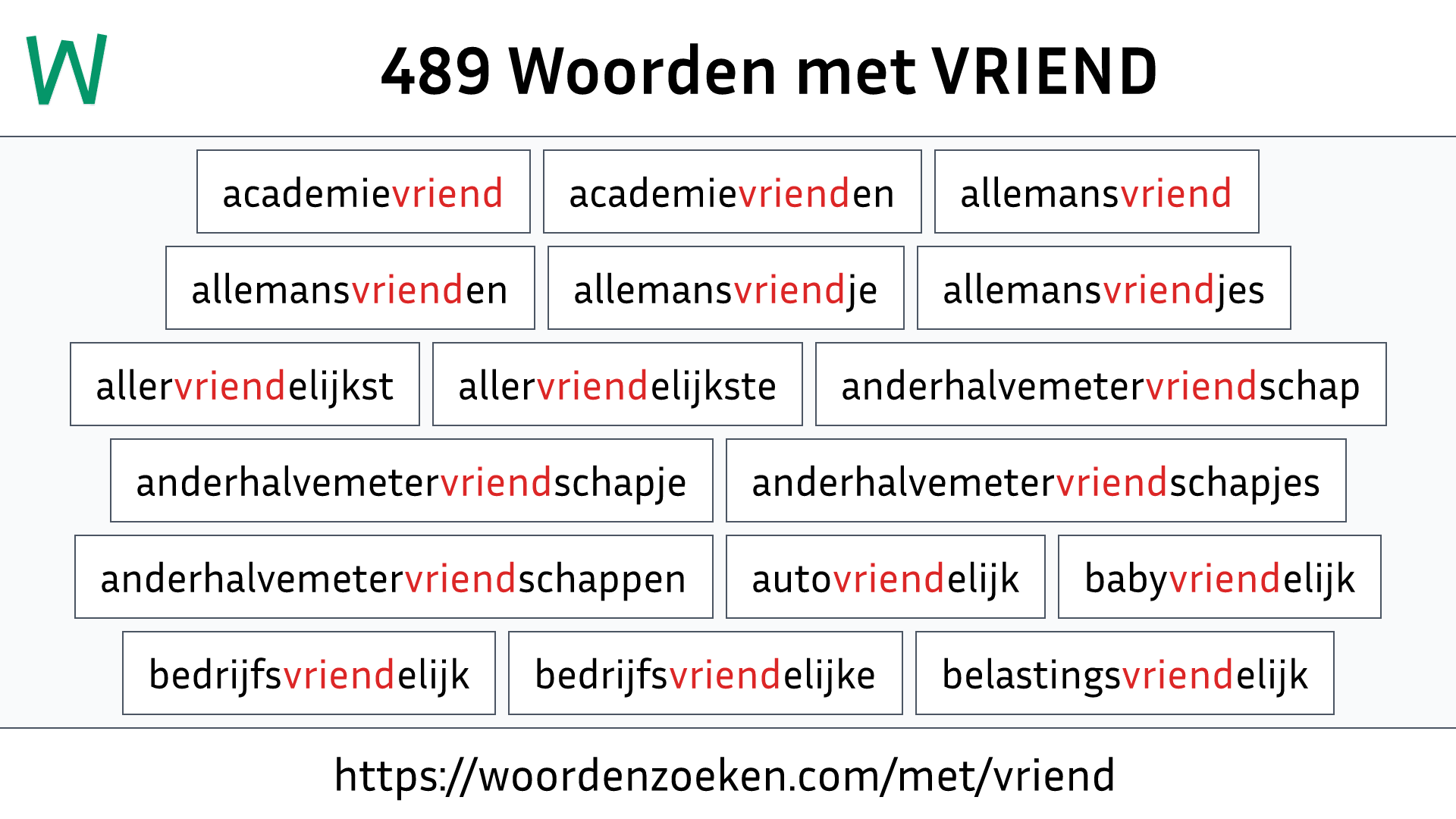 Woorden met VRIEND