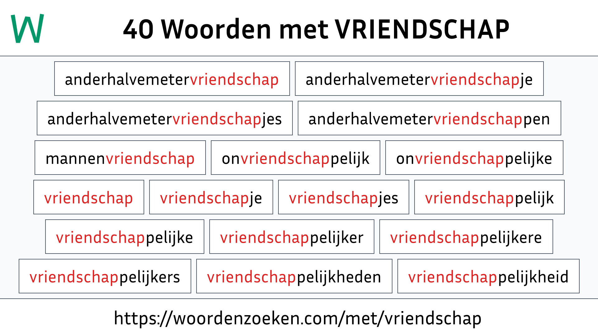 Woorden met VRIENDSCHAP