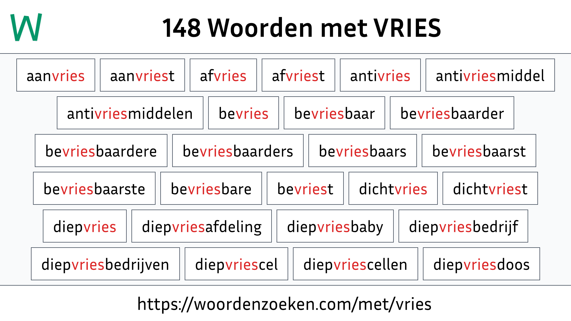 Woorden met VRIES