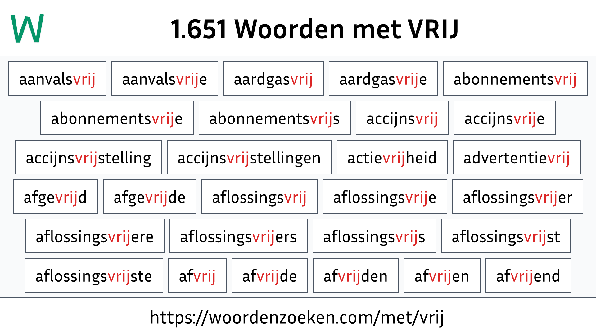 Woorden met VRIJ