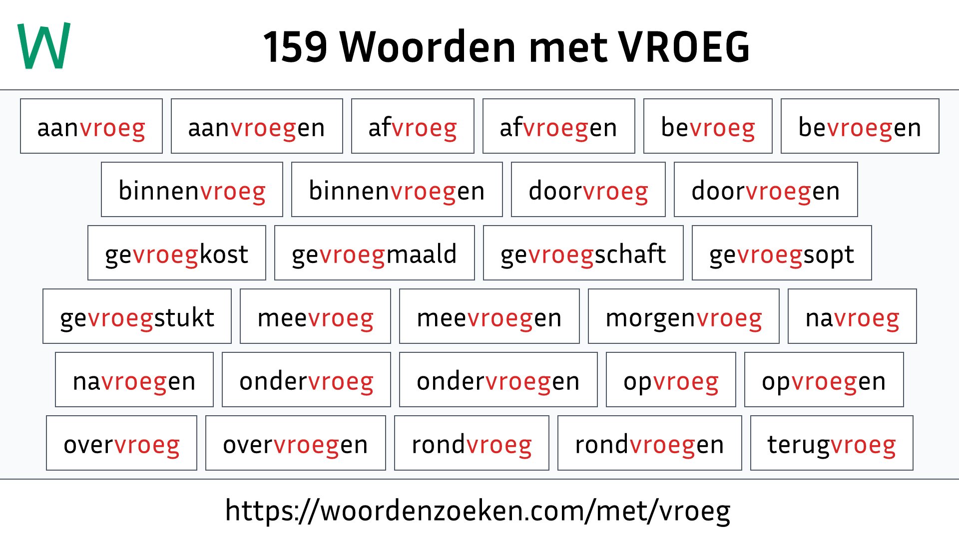 Woorden met VROEG