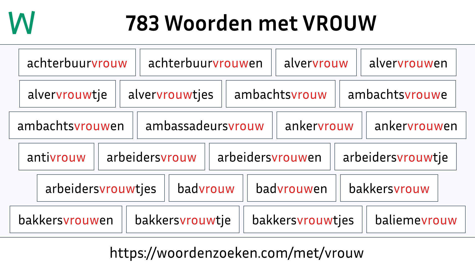 Woorden met VROUW