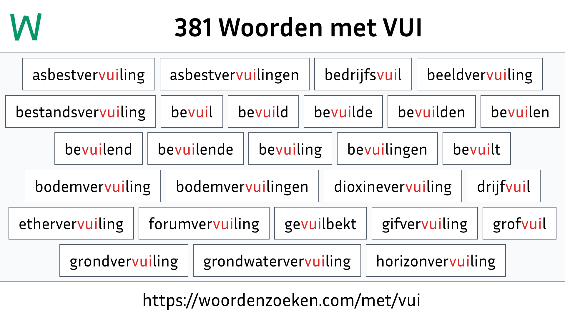 Woorden met VUI