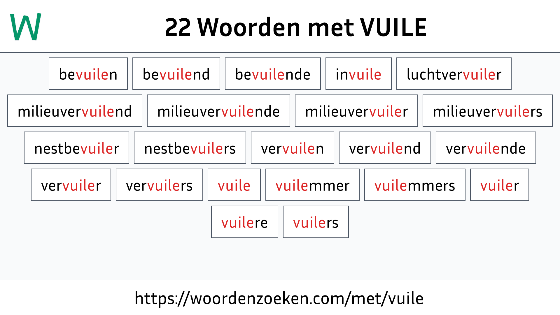 Woorden met VUILE