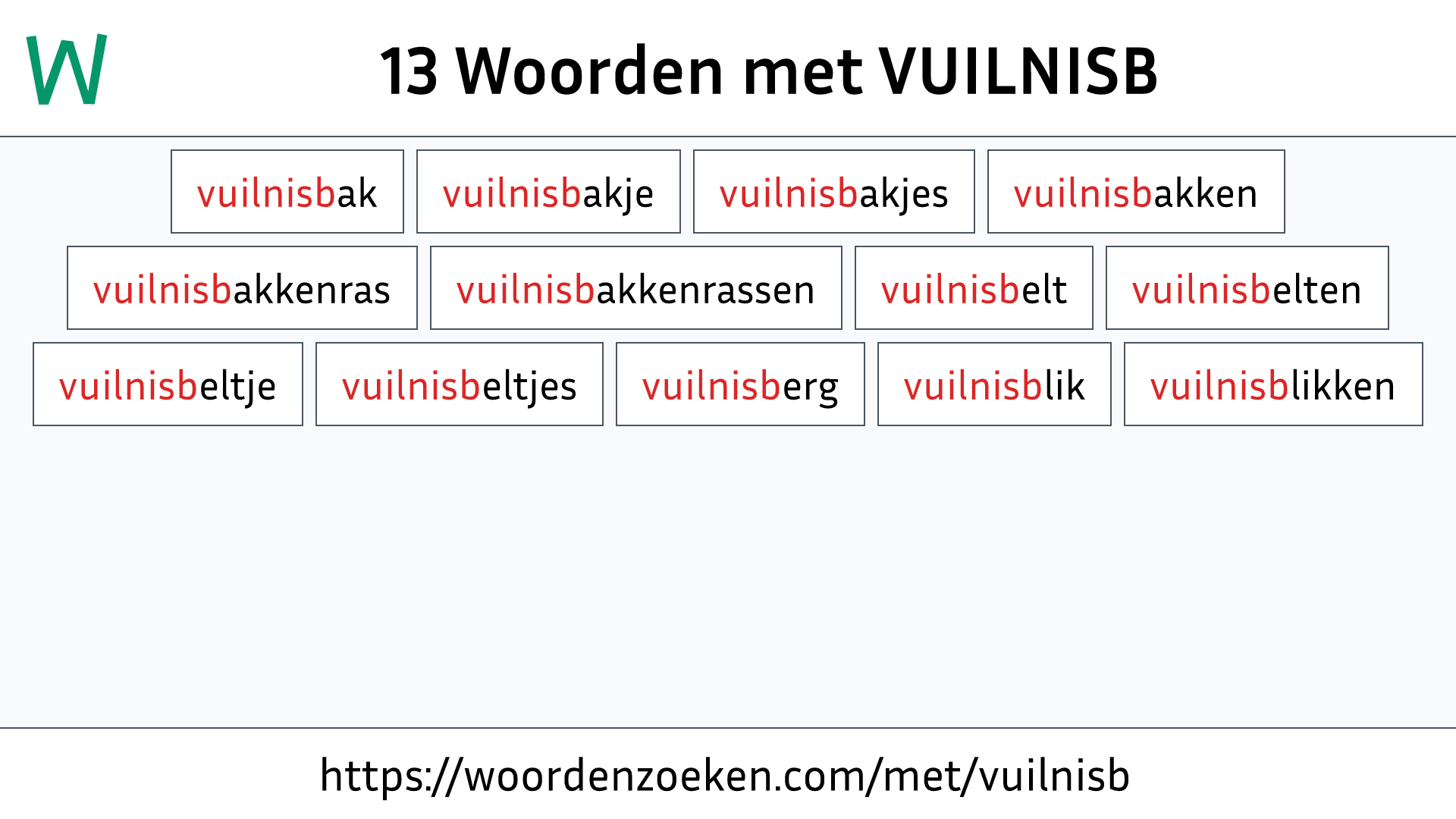 Woorden met VUILNISB