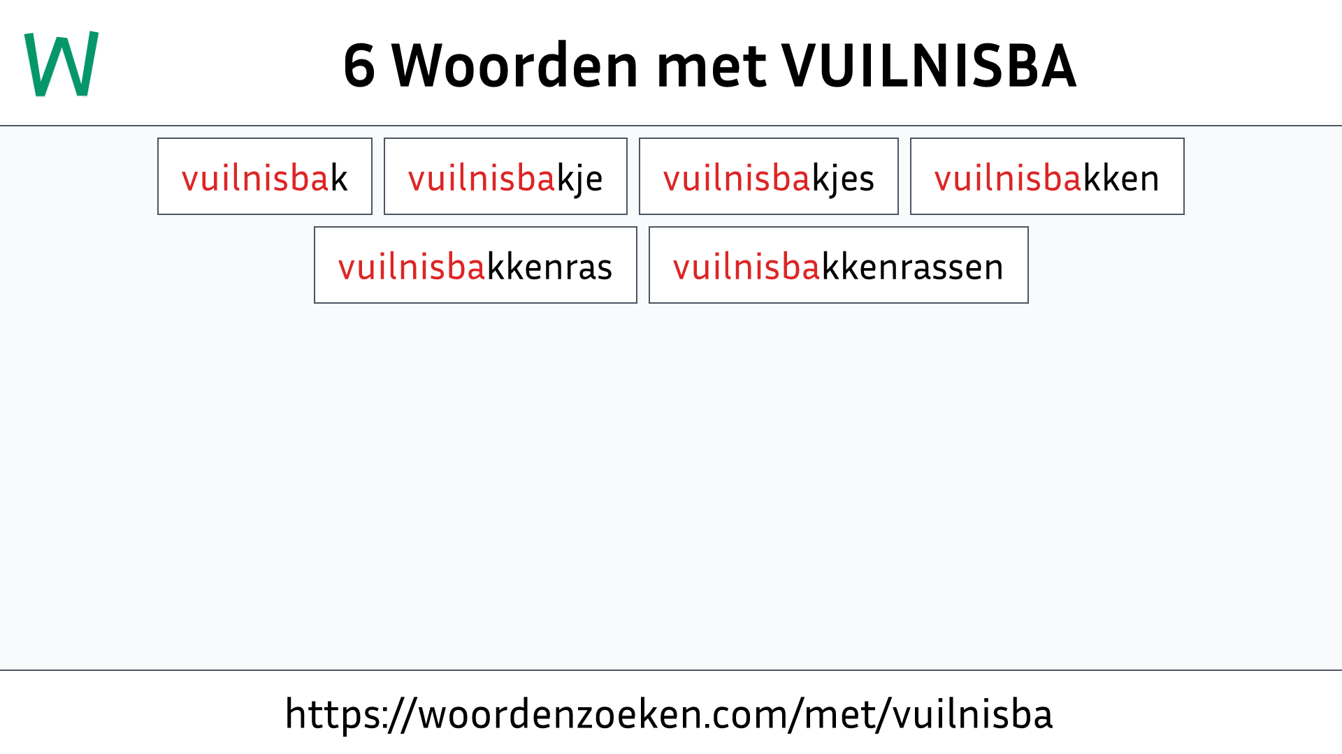 Woorden met VUILNISBA