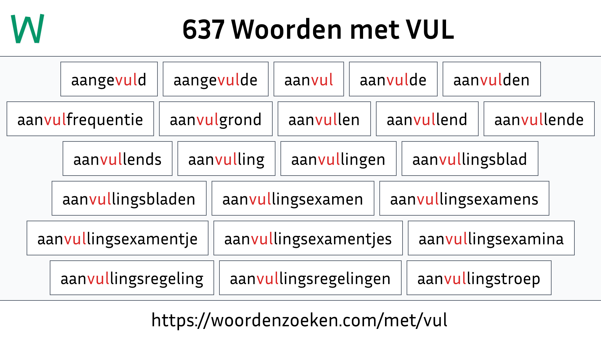 Woorden met VUL