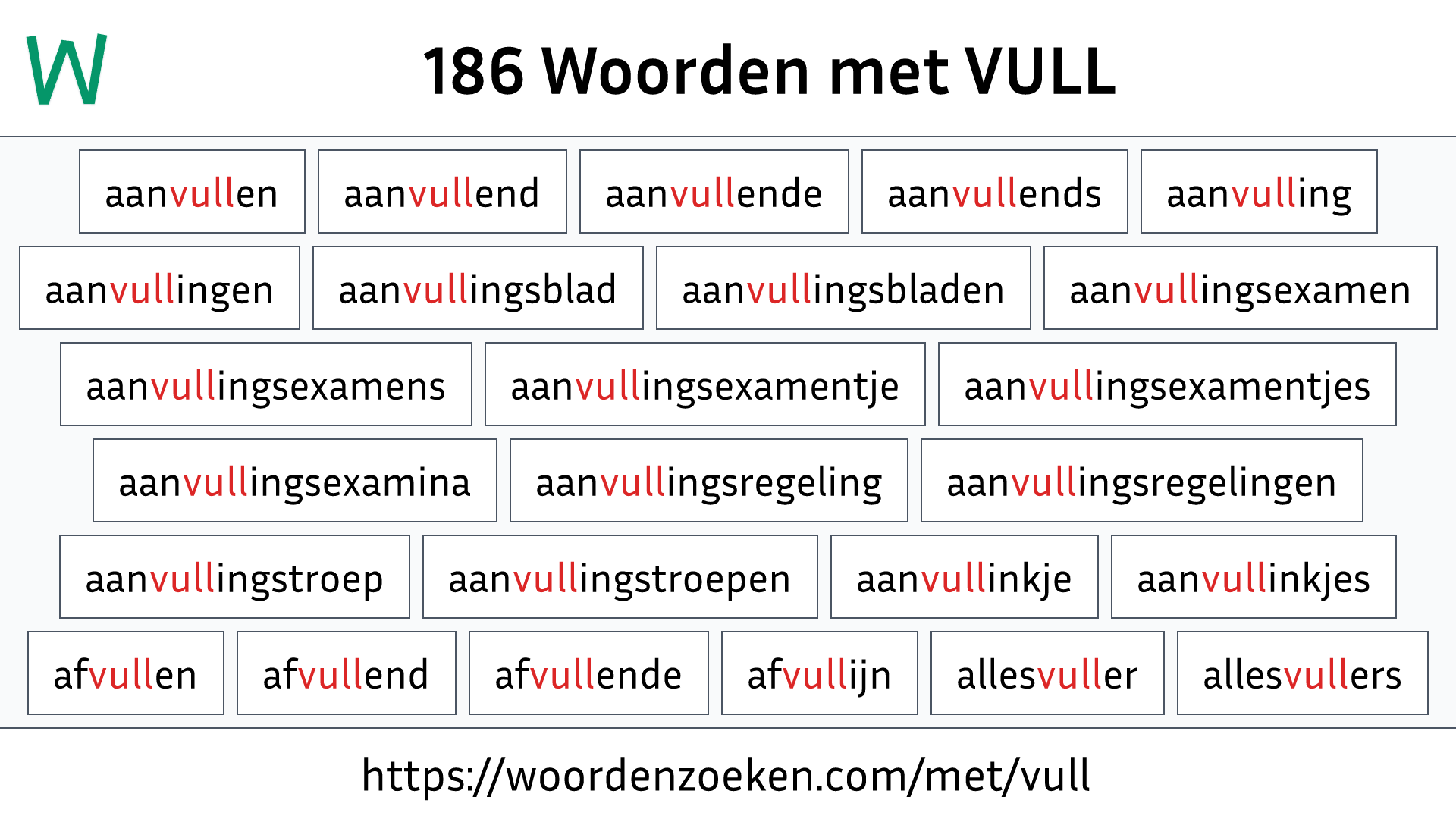 Woorden met VULL