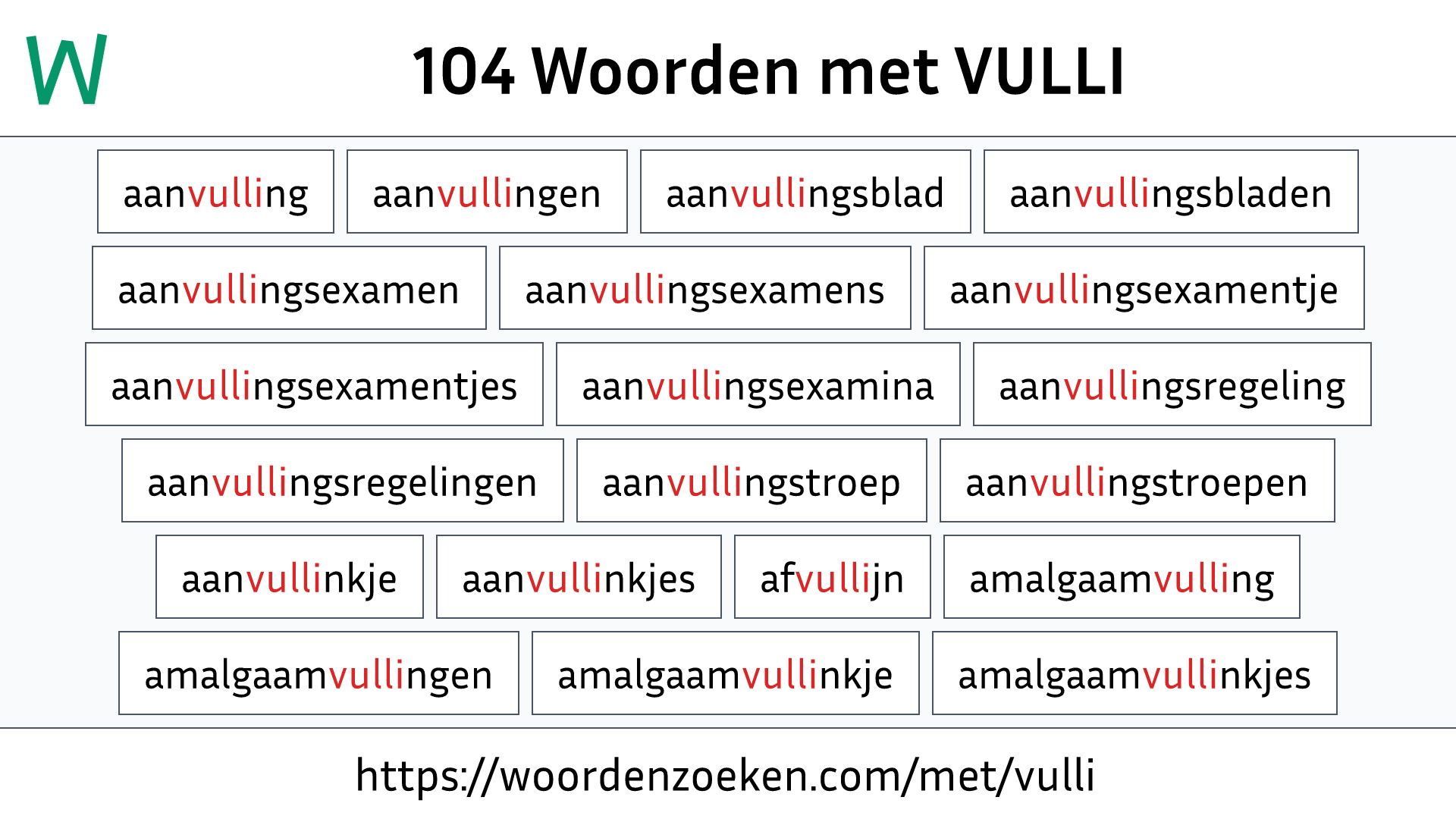 Woorden met VULLI