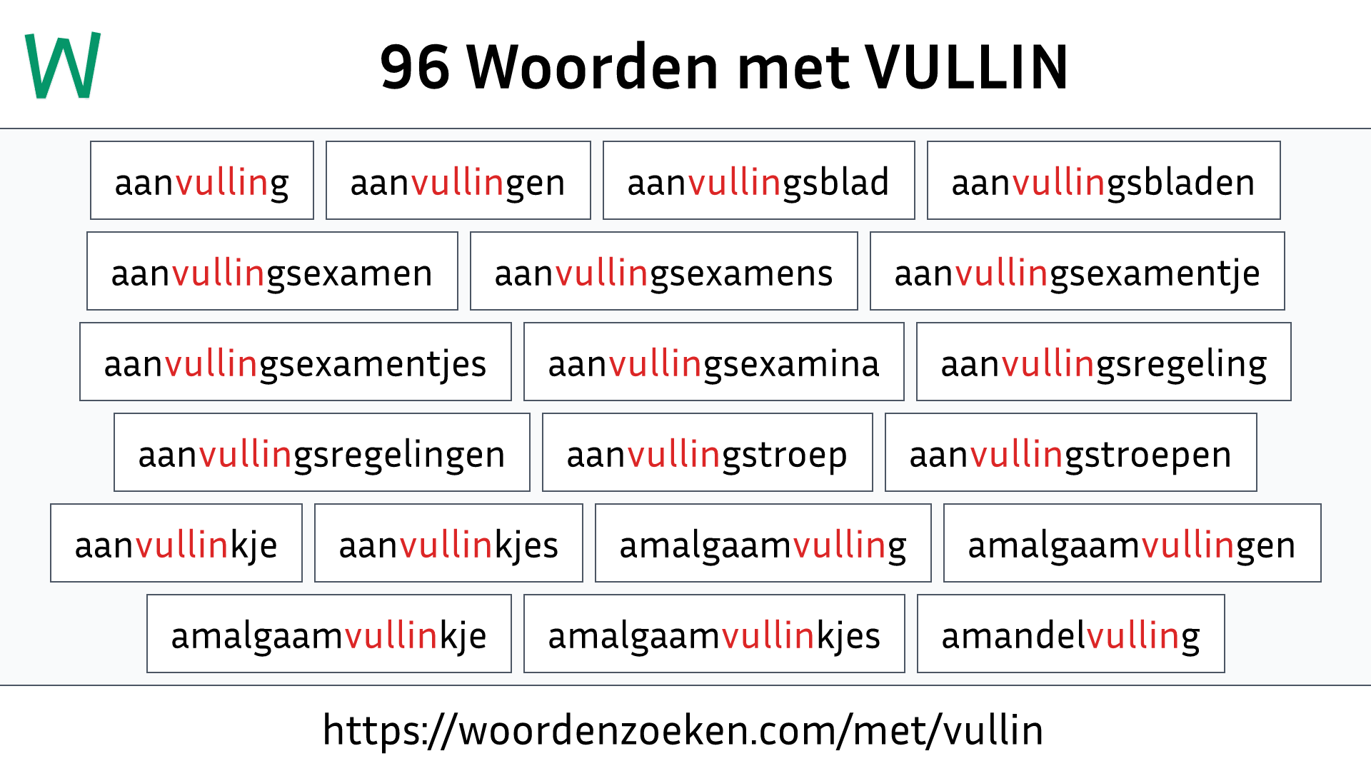 Woorden met VULLIN