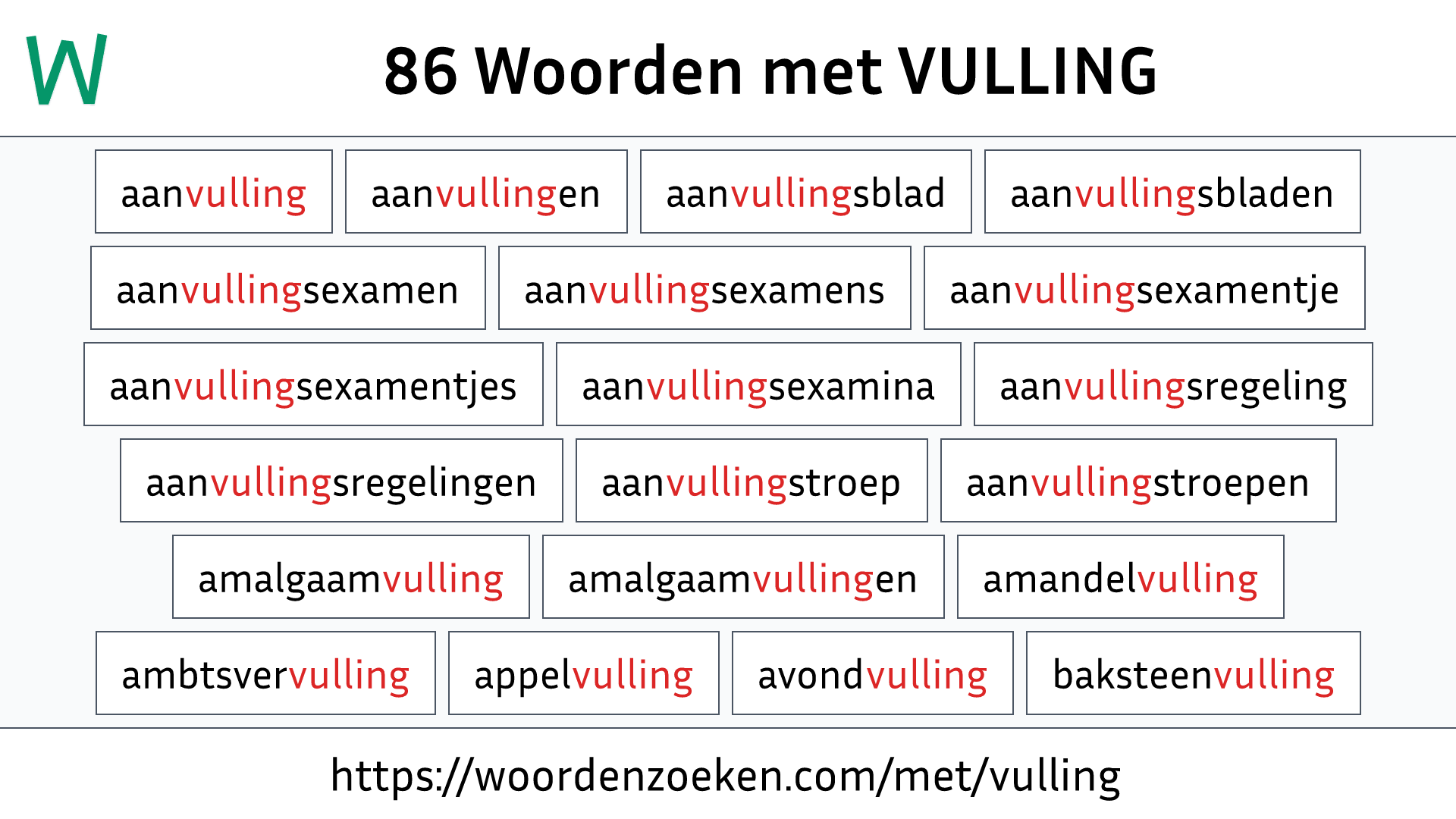 Woorden met VULLING