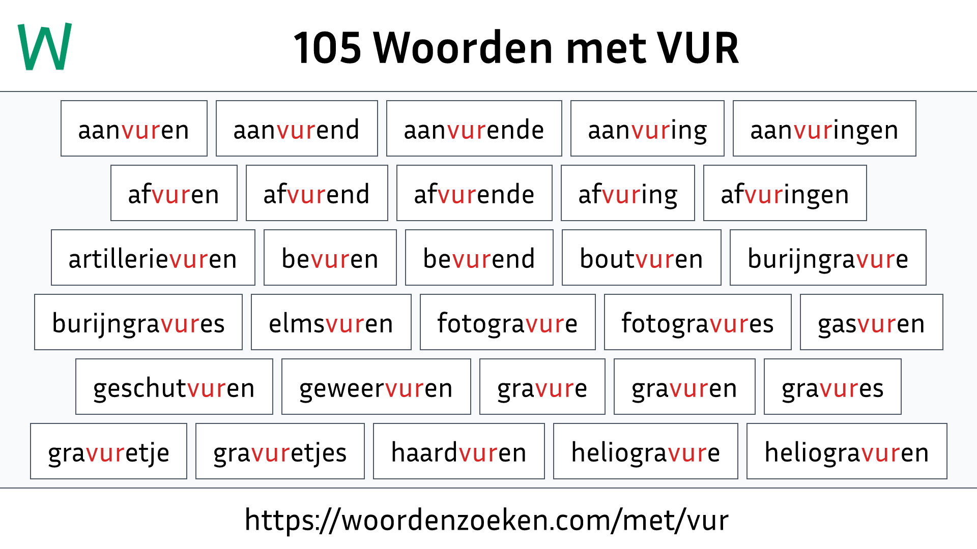 Woorden met VUR