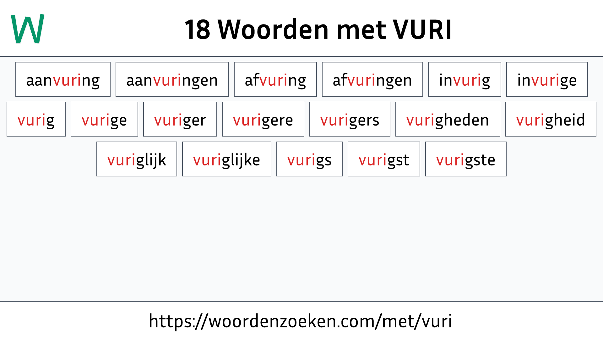 Woorden met VURI