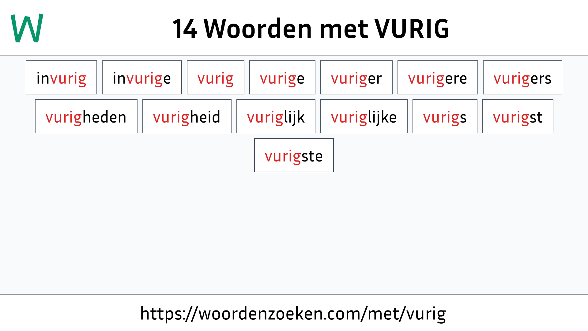 Woorden met VURIG