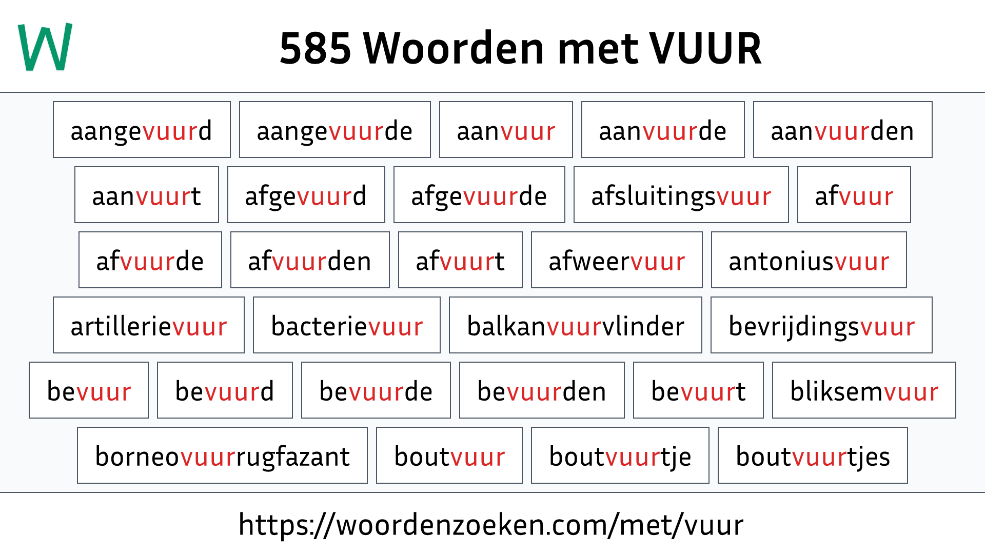 Woorden met VUUR