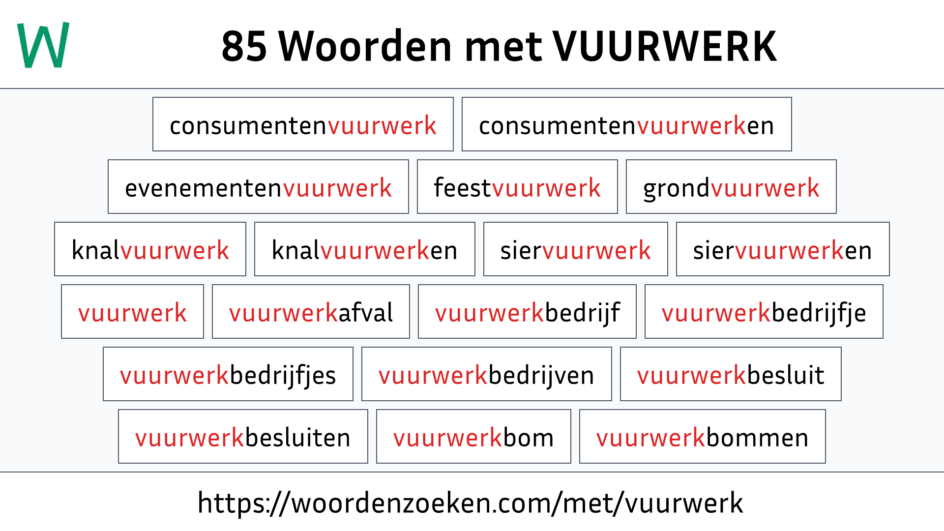 Woorden met VUURWERK