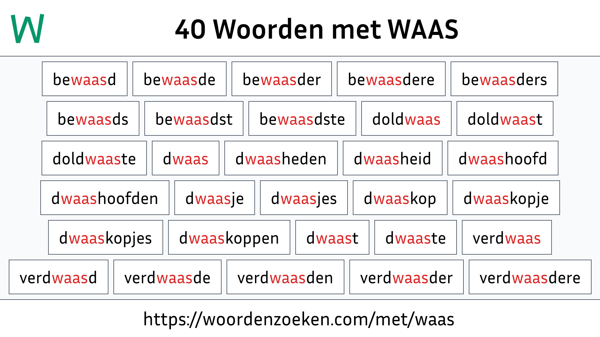 Woorden met WAAS