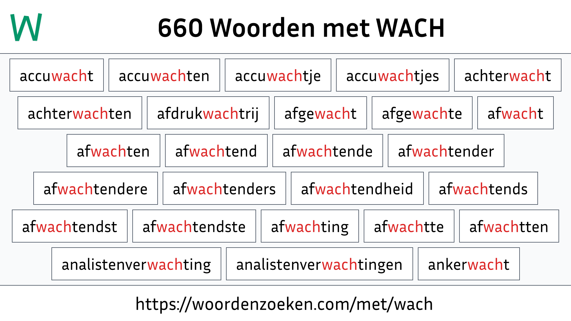Woorden met WACH